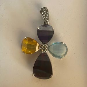 Sterling silver multi-color cross pendant